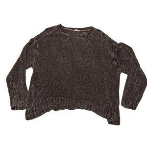 CP Shades Sausalito Chenille Sweater Oversized Textured Knit Black/Brown Long Sl